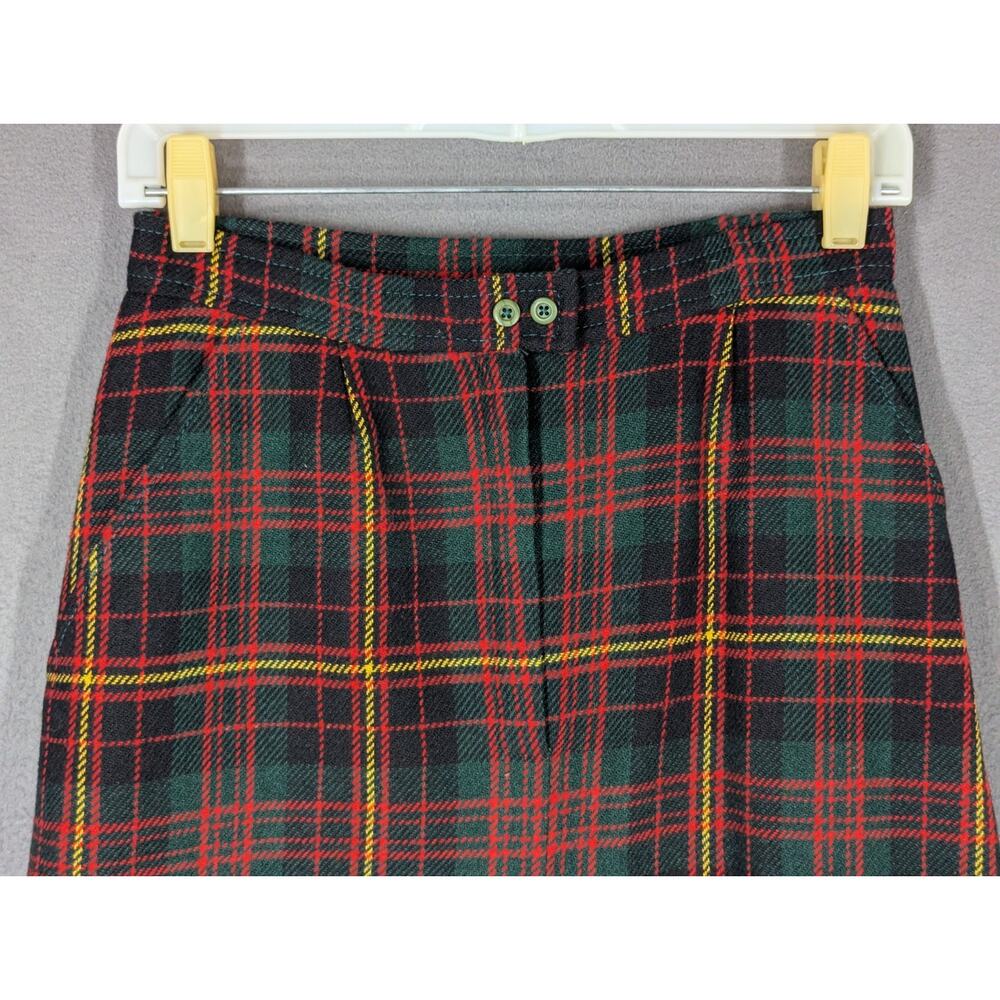 Plaid Vest and Skirt Set 60s Handmade Suit XS/S Red Green Tartan Lined - Picture 10 of 14